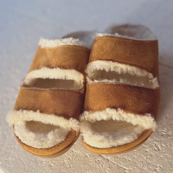 Flipflop SZ 6 Shuv Suede 2-Bar Sherpa Lined Platform Slide Comfort Shoe Boho - Picture 4 of 12